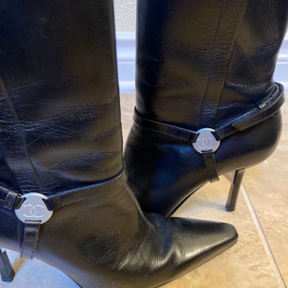 SOLD on EBAY! Auth. CHANEL BOOTS MADE in FRANCE Size 37 ALL LEATHER Boots